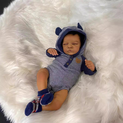 19 Zoll Alan Geschlossene Augen African Reborn Babypuppen-Romy