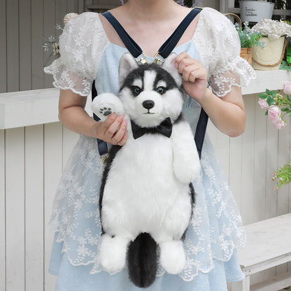 Entzückender handgemachter lebensechter Plüsch-Husky-Welpen-Rucksack