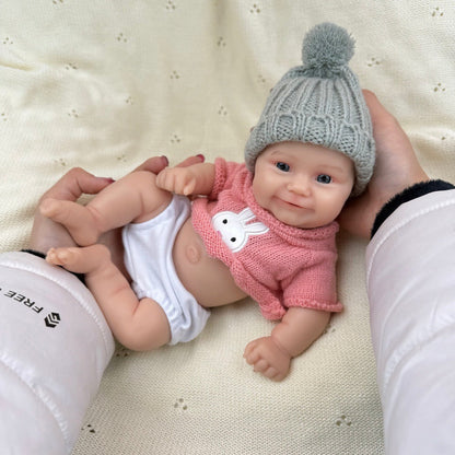 30 cm vollständig aus Silikon gefertigte Reborn-Babypuppe Maddie in rosa Kleidung