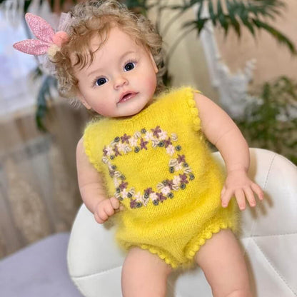 Julia 24 Zoll Rebornpuppe mit offenen Augen und blonden Haaren - Suesue