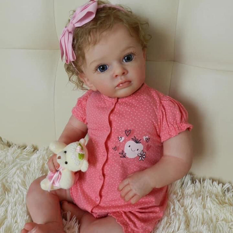 24 Zoll Renee Reborn babypuppen mit blondem Haar und offenen Augen
