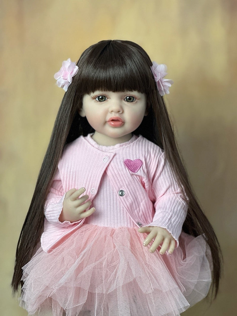 22 Zoll langes Haar Reborn Puppe Mädchen im rosa Kleid-Betty