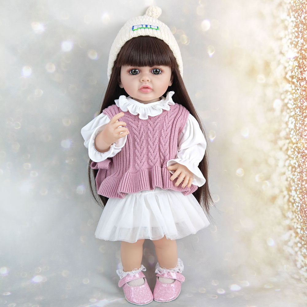 22 Zoll offene Augen lange Haare Reborn Baby Mädchen -Betty