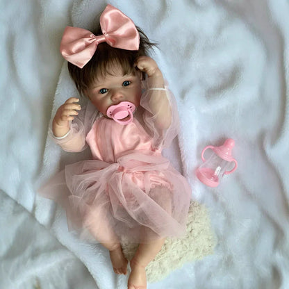 Quinn 18 Zoll offene Augen kurze Haare Bettie Reborn Babypuppen Mädchen im rosa Kleid