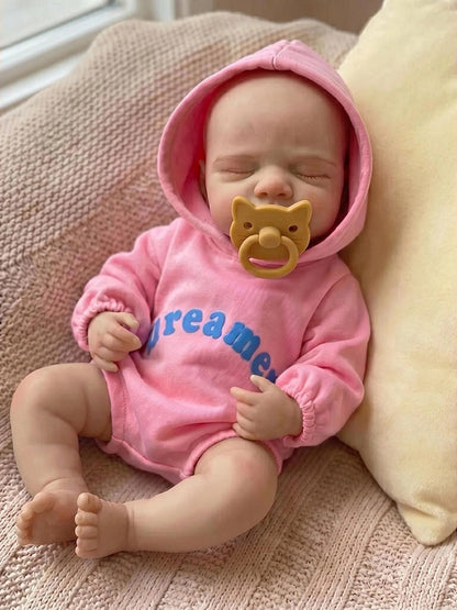 30 cm Pascale Reborn Puppe aus Vollsilikon in rosa Outfits