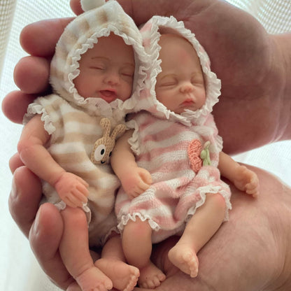 6 zoll Geschlossen Augen Volle Silikon Mini Reborn Puppe Zwillinge Mädchen
