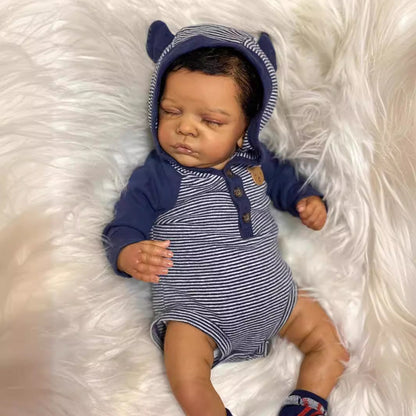 19 Zoll Alan Geschlossene Augen African Reborn Babypuppen-Romy