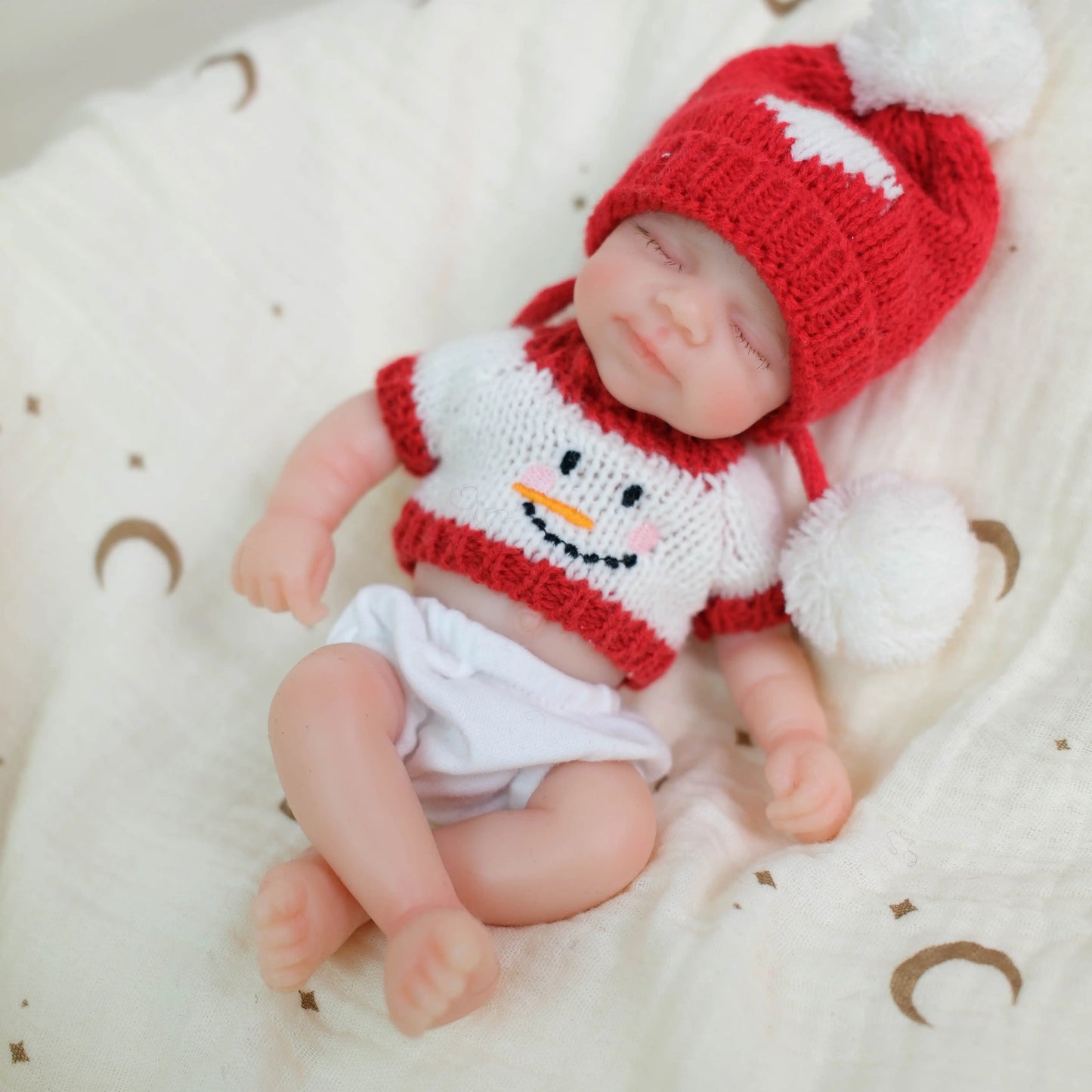 20 cm Mini-Silikon-Reborn Puppe Mädchen mit geschlossenen Augen – Pascale