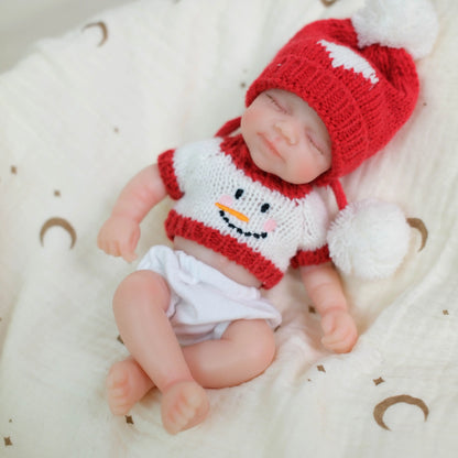 20 cm Mini-Silikon-Reborn Puppe Mädchen mit geschlossenen Augen – Pascale