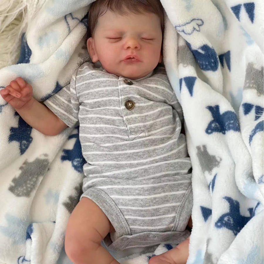 18 Zoll Greg lebensechte Reborn-Puppe mit geschlossenen Augen - Sam