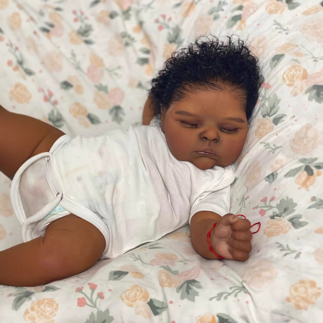 Jane 19 Zoll lebensechte geschlossene Augen dunkle Haut Reborn Puppe-Peaches
