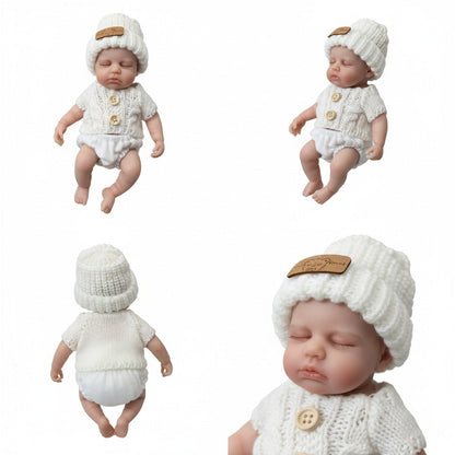 20 cm Loulou Reborn-Babypuppe aus Vollsilikon im weißen Pullover