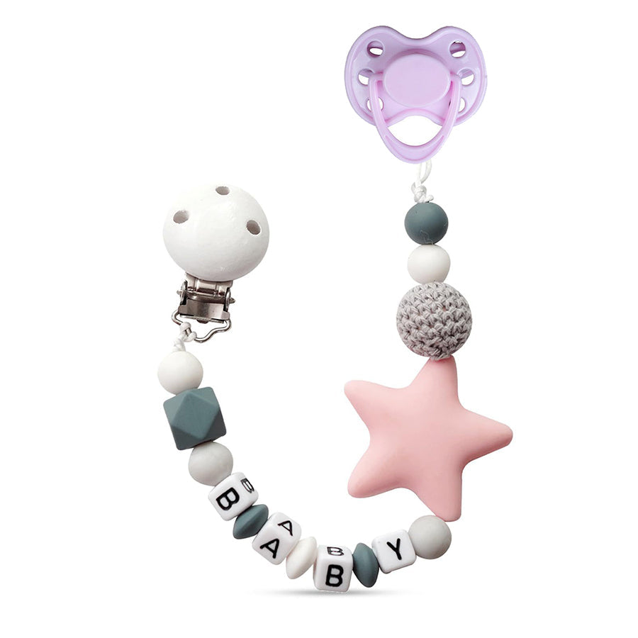 Niedliche Schnullerkette und magnetische Schnuller 2-teiliges Set für Reborn-Puppen von 40–60 cm