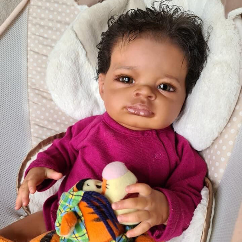 Sara 20 Zoll dunkelhäutige Reborn babypuppen-Lanny