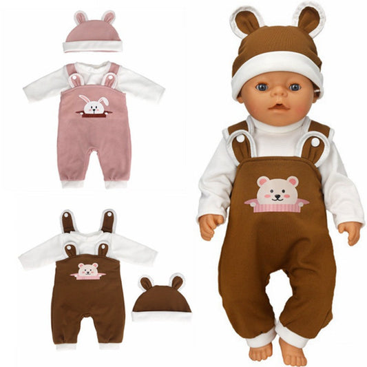 Süße Bärenkleidung mit Mütze für 16-18 Zoll Reborn Puppen