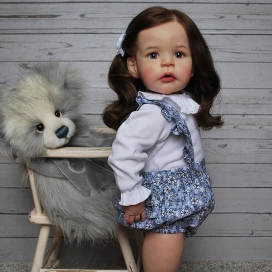 24 Zoll Reborn Babypuppen mit offenen Augen und braunem Haar-Sandie