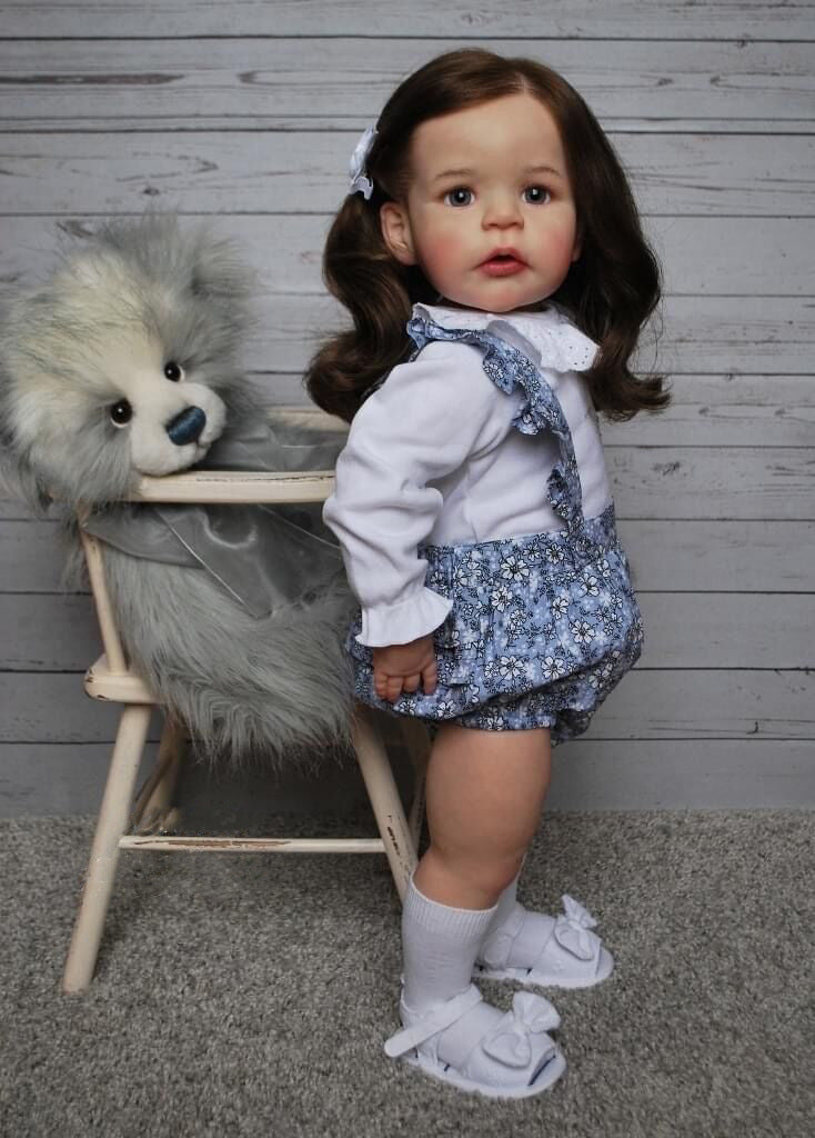 24 Zoll Reborn Babypuppen mit offenen Augen und braunem Haar-Sandie