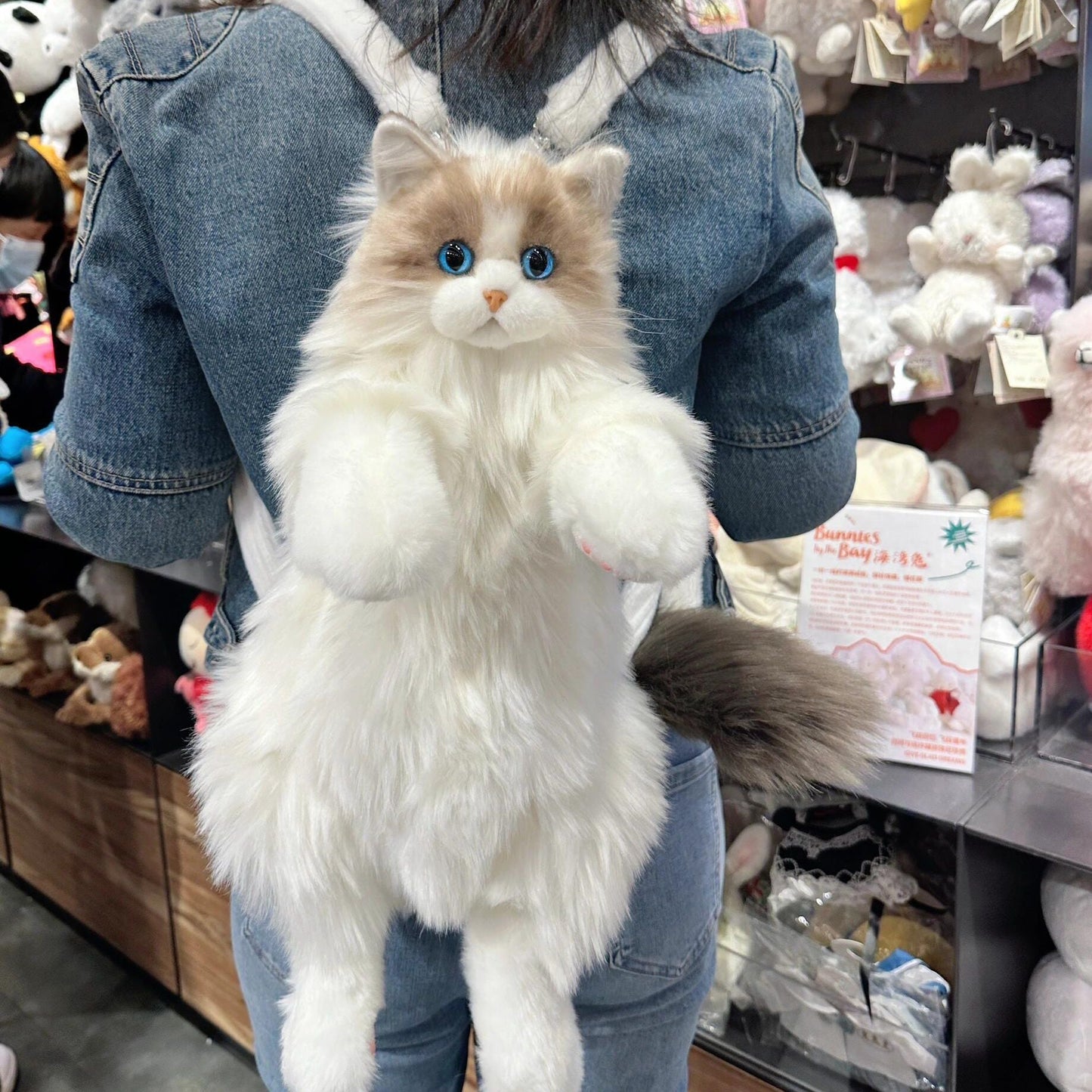 Süßer lebensechter Plüsch-Rucksack mit Ragdoll-Katze-Simulation