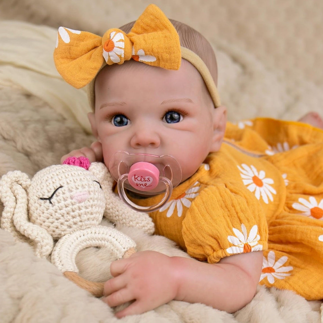 48 cm Reborn-Zwillingspuppe mit offenen Augen und weichem Körper im Daisy-Body-Bettie