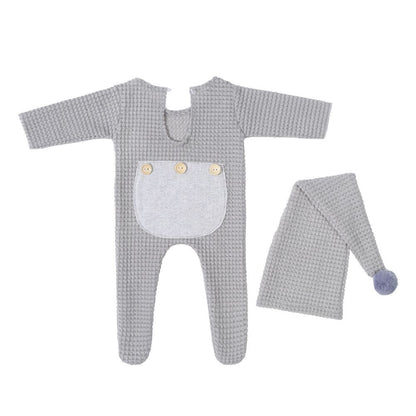 Gestrickter Einteiler mit langer Mütze 2-teiliges Set für Puppen von 45-50 cm