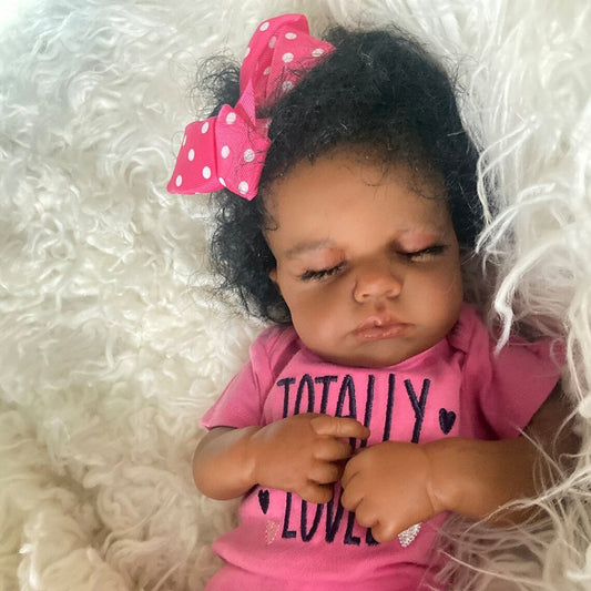 20 Zoll geschlossene Augen Afroamerikaner Reborn-Loulou