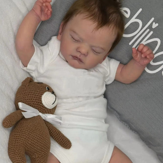 18 Zoll lebensechte Reborn Babypuppen mit geschlossenen Augen und kurzen Haaren - Sam