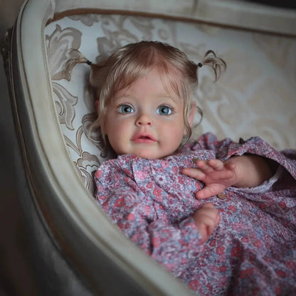 60 cm offene Augen blondes Haar Suesue Reborn-Puppe in lila Blumenkleidung
