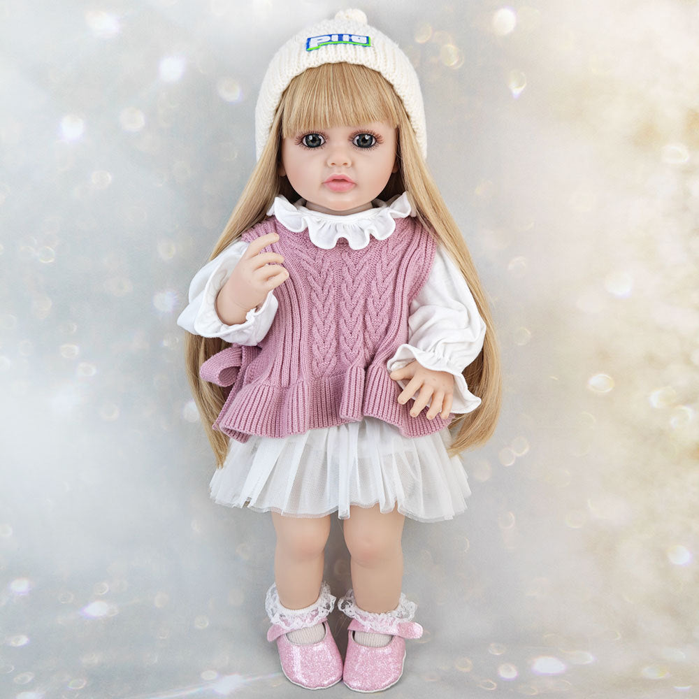 22 Zoll offene Augen lange Haare Reborn Baby Mädchen -Betty