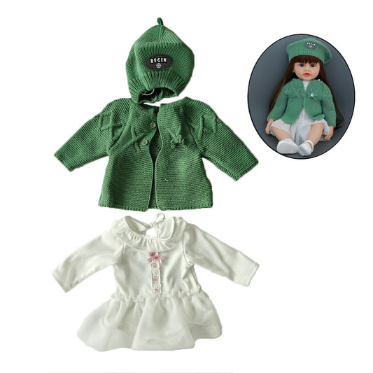 Strickmütze Jacke und Kleid 3-teiliges Set für 55 cm Reborn Puppen