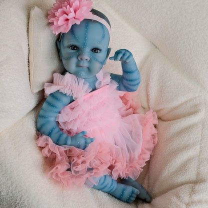 18 Zoll Bettie Reborn Avatar-Puppe mit offenen Augen im rosa Kleid