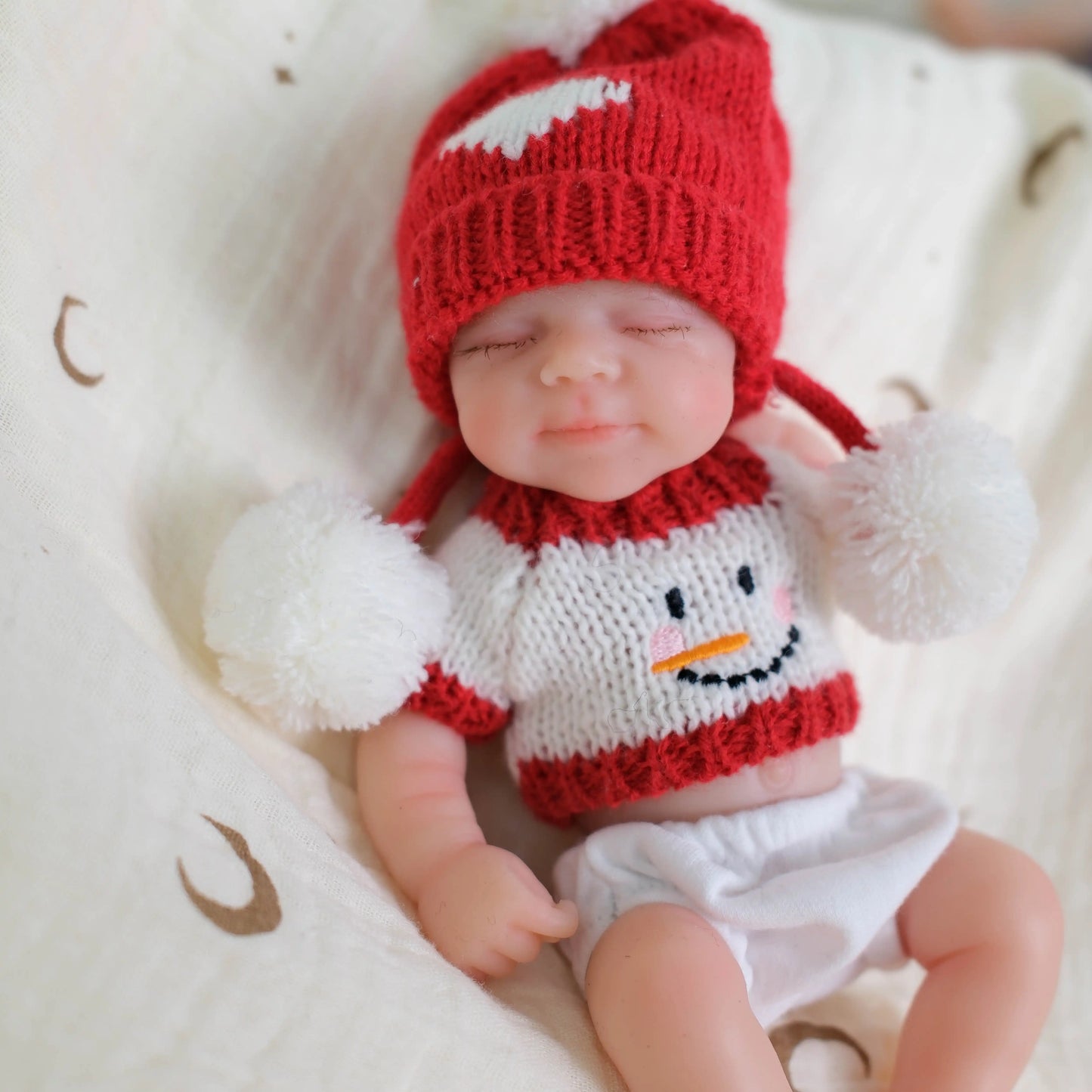 20 cm Mini-Silikon-Reborn Puppe Mädchen mit geschlossenen Augen – Pascale