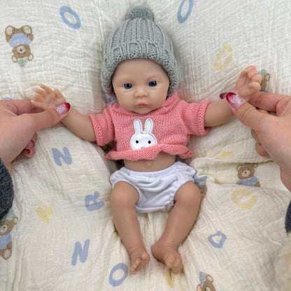 30 cm vollständig aus Silikon gefertigtes Reborn-Baby Meadow Mädchen in rosa Kleidung