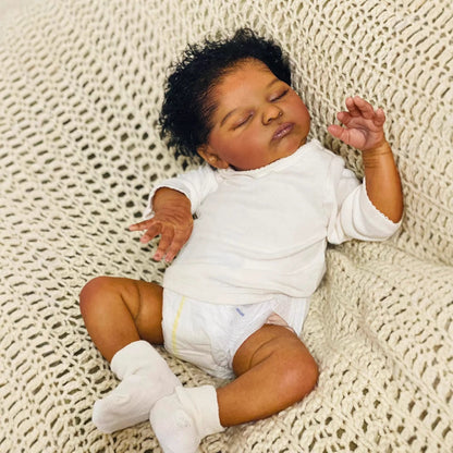 Elsie 19 Zoll lebensechte geschlossene Augen dunkle Haut Reborn Puppe-Laura