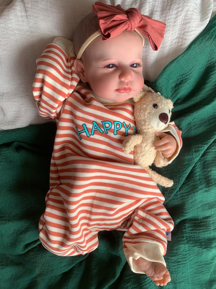20 Zoll Reborn Babypuppen mit offenen Augen in gestreifter Kleidung - Loulou
