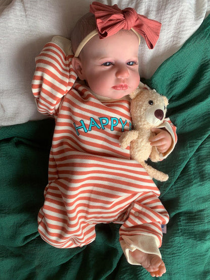 20 Zoll Reborn Babypuppen mit offenen Augen in gestreifter Kleidung - Loulou