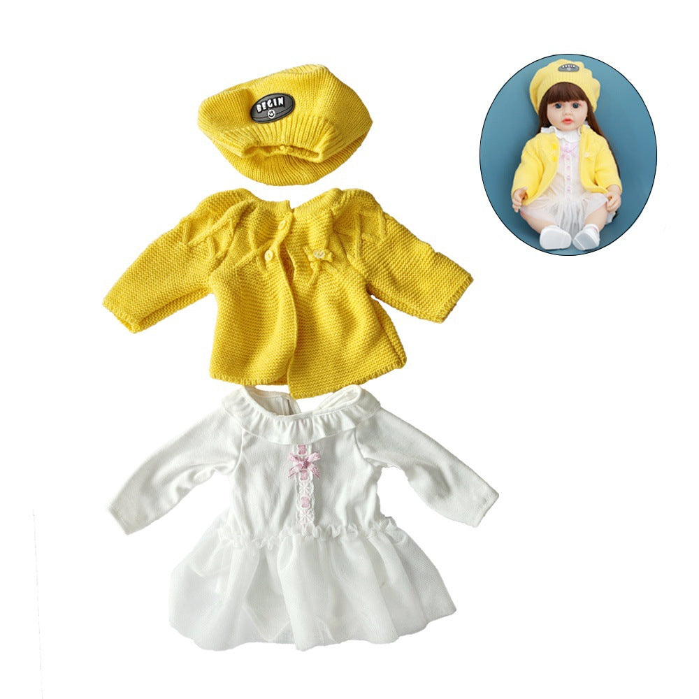 Strickmütze Jacke und Kleid 3-teiliges Set für 55 cm Reborn Puppen