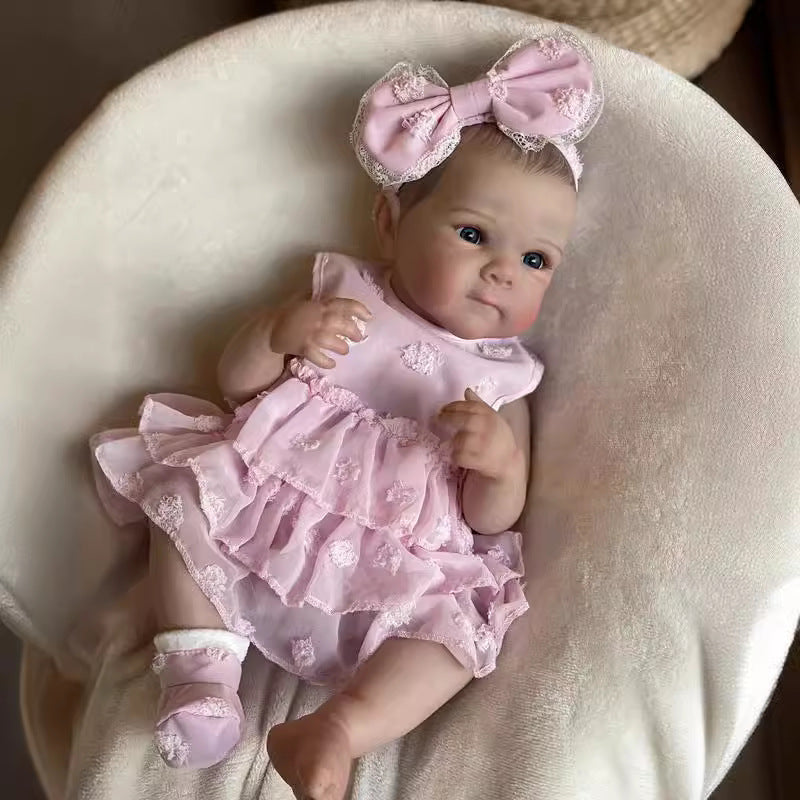 45 cm Reborn Puppe mit offenen Augen Zwillingsschwestern im Kleid-Bettie