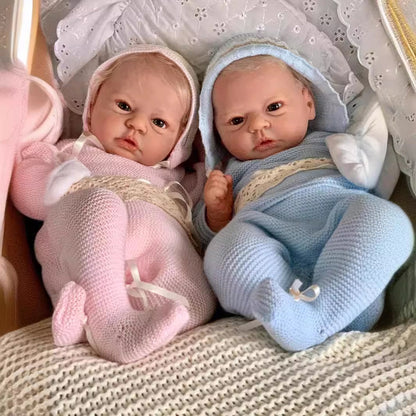 19 Zoll Reborn Zwillings puppen mit offenen Augen und kurzen blonden Haaren
