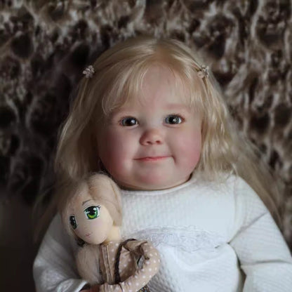 Leila 60 cm offene Augen blondes Haar Reborn Puppe - June Awake