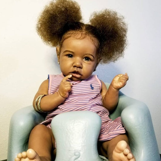 22 Zoll lockiges Haar Afroamerikaner Reborn Puppe-Saskia