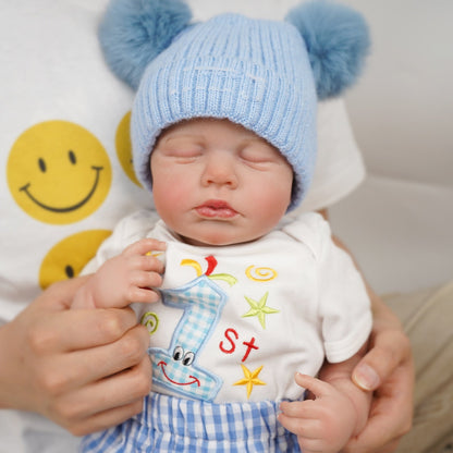 20 Zoll lebensechte Loulou Reborn-Puppe mit geschlossenen Augen im blauen Kleidungsset
