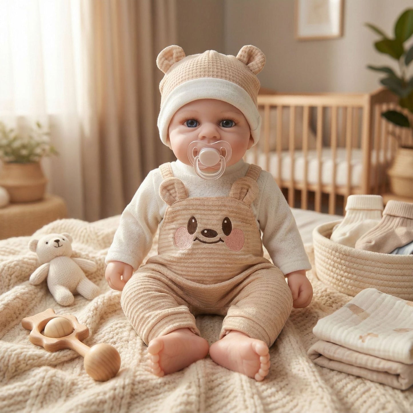 30 cm lebensechte Silikon Reborn Babypuppe Mädchen mit offenen Augen-Elijah