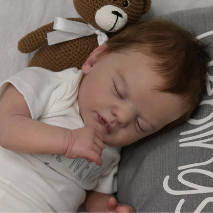 18 Zoll lebensechte Reborn Babypuppen mit geschlossenen Augen und kurzen Haaren - Sam