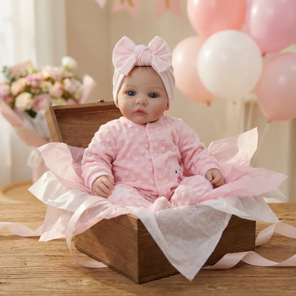 18 Zoll blauäugiges Reborn Babypuppen Mädchen in rosa Kleidung-Meadow