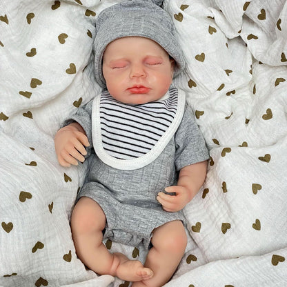 30 cm lebensechte Reborn-Puppe aus Vollsilikon mit geschlossenen Augen - Loulou