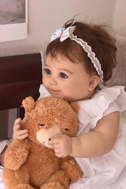 Sylvia 60 cm offene Augen kurzes Haar Reborn Puppe-June Awake