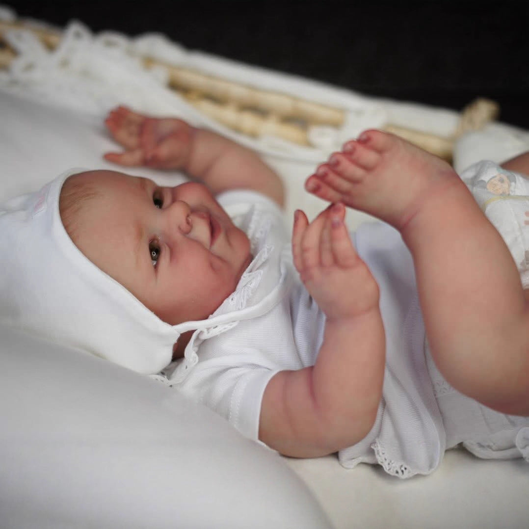 55cm offene Augen weicher Körper Lächeln Reborn Babypuppe - Shaya