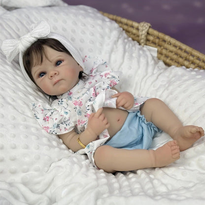 45cm lebensechtes Vinyl-Baby-Mädchen mit kurzen Haaren und blauen Augen – Bettie