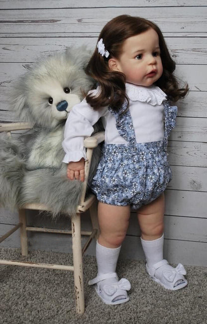 24 Zoll Reborn Babypuppen mit offenen Augen und braunem Haar-Sandie