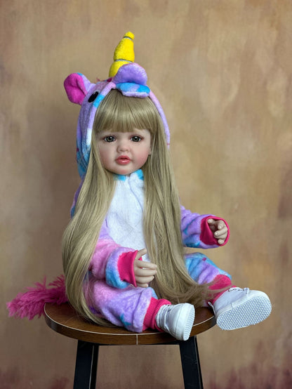 22 Zoll offene Augen lange blonde Haare Reborn Puppe Mädchen - Betty
